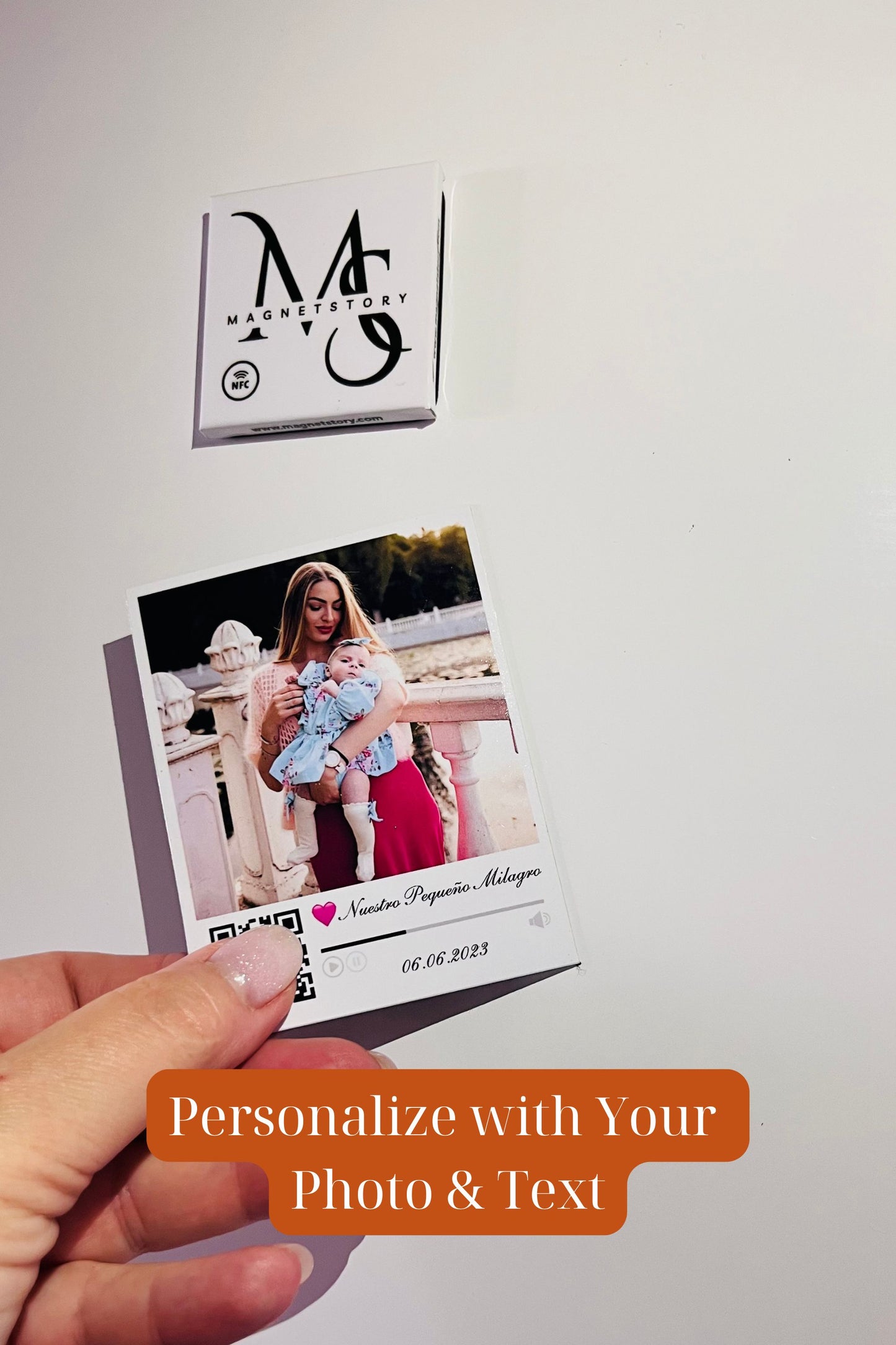 Personalized Baby Magnet with Photo and QR to Video | Newborn & Baby Shower Keepsake | Premium 2.75x3.5 inches Fridge Magnet