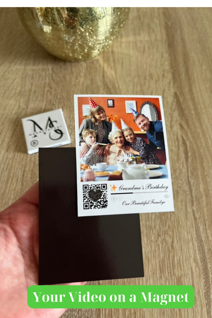 Personalized Birthday Magnet with Photo and QR to Video | Party Highlight Keepsake | Premium 2.75×3.5 in Fridge Magnet