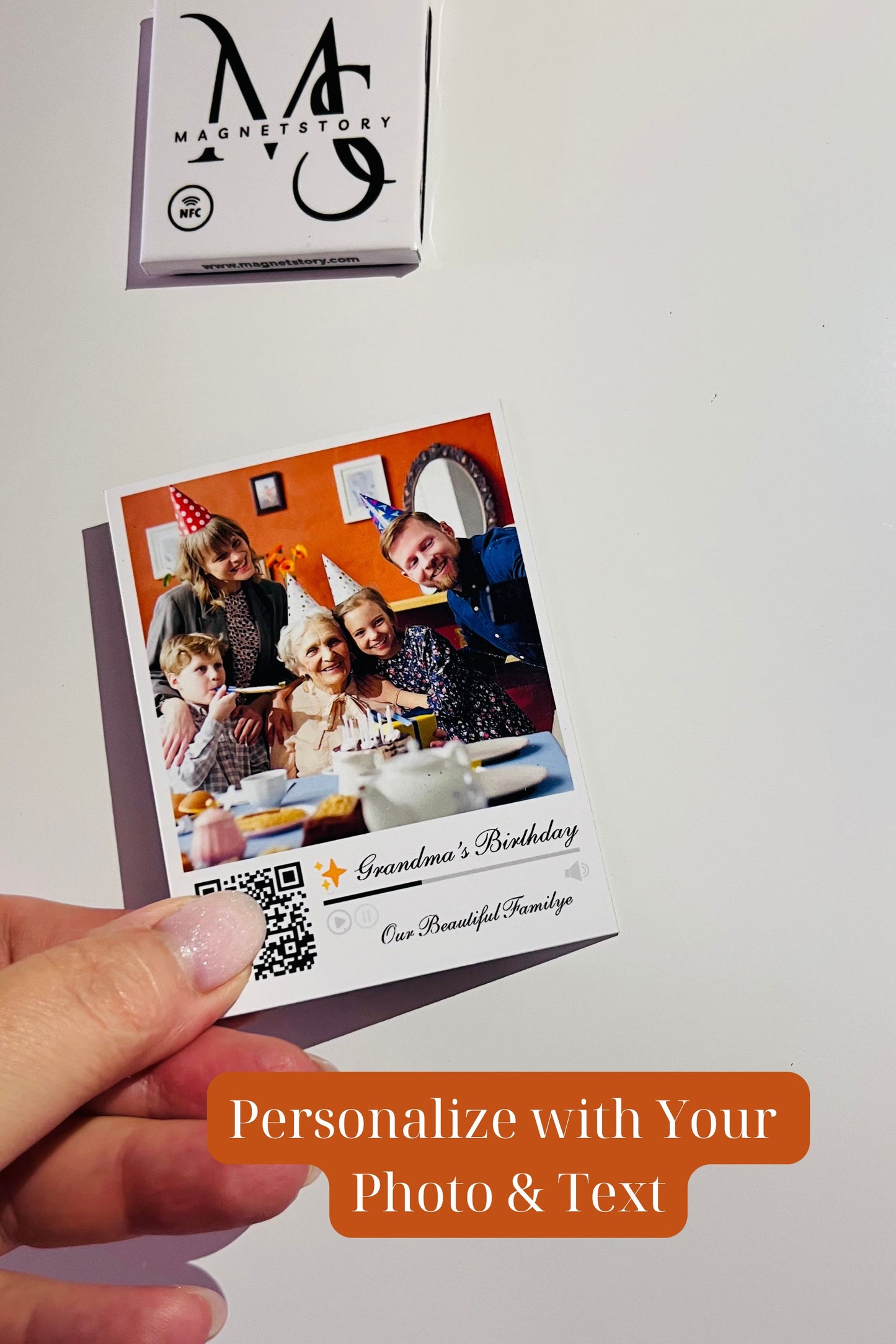 Personalized Birthday Magnet with Photo and QR to Video | Party Highlight Keepsake | Premium 2.75×3.5 in Fridge Magnet