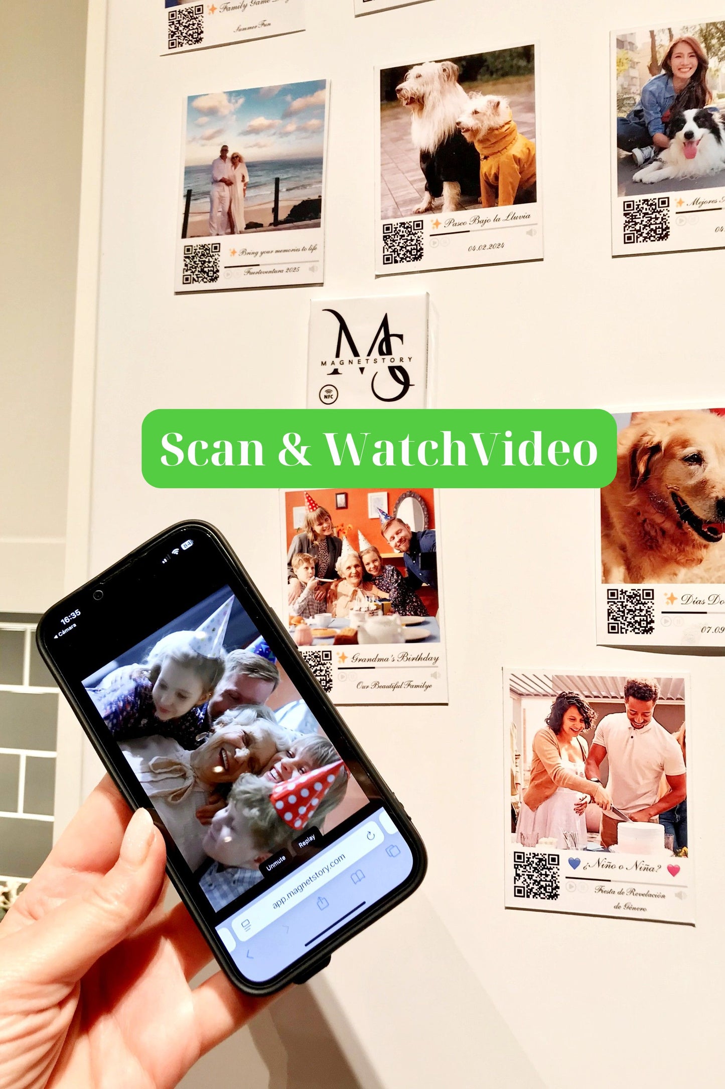 Personalized Birthday Magnet with Photo and QR to Video | Party Highlight Keepsake | Premium 2.75×3.5 in Fridge Magnet