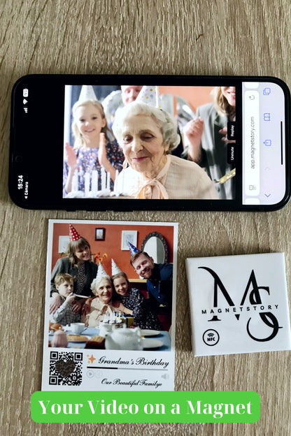 Personalized Birthday Magnet with Photo and QR to Video | Party Highlight Keepsake | Premium 2.75×3.5 in Fridge Magnet