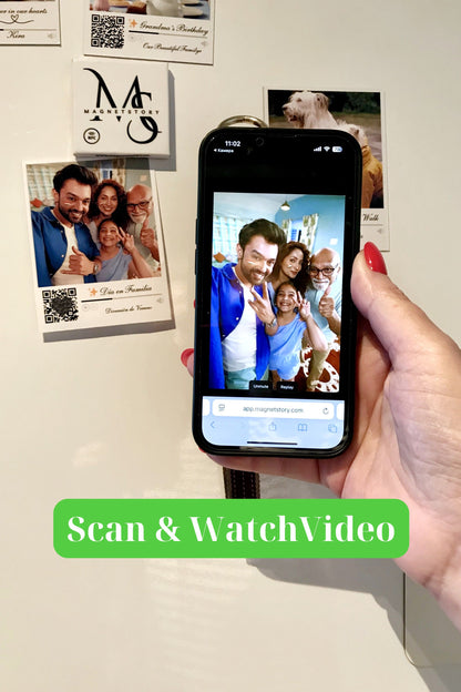 Family Magnet with Photo and QR to Video | Family Memories | Custom Fridge Magnet Gift | Premium 2.75×3.5 in (7×9 cm)