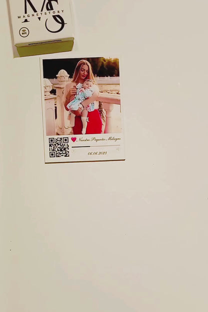 Personalized Baby Magnet with Photo and QR to Video | Newborn & Baby Shower Keepsake | Premium 2.75x3.5 inches Fridge Magnet